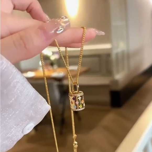 Elegant Gold Necklace with Colorful Pendant - Picture 3 of 11